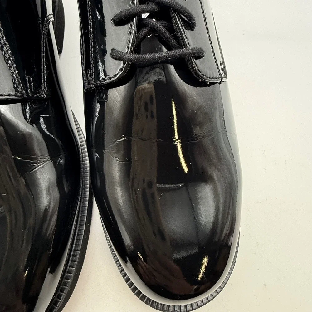 Thorogood Mens 10 shoe Black High Gloss Patent Leather Oxford uniform classic